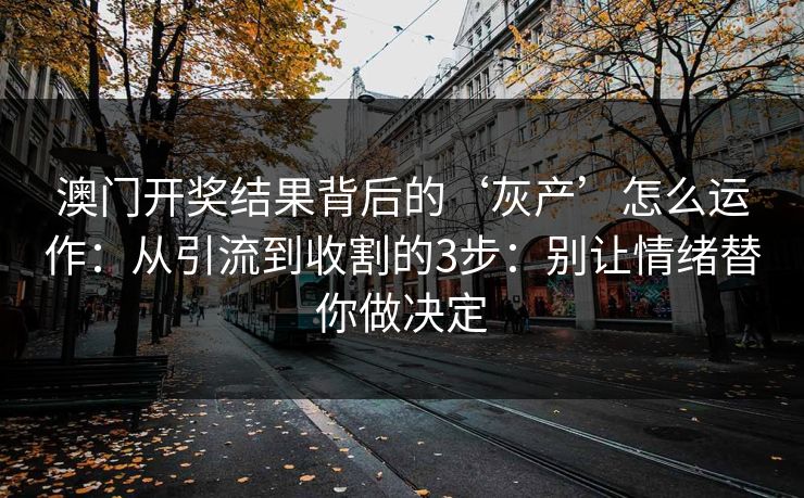 澳门开奖结果背后的‘灰产’怎么运作：从引流到收割的3步：别让情绪替你做决定
