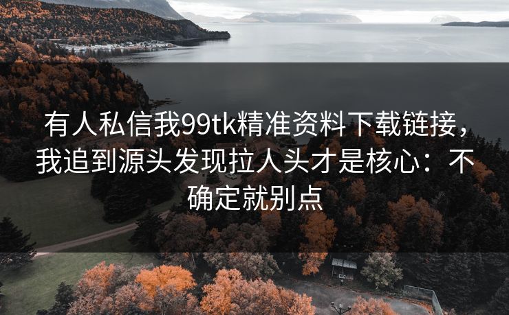 有人私信我99tk精准资料下载链接，我追到源头发现拉人头才是核心：不确定就别点